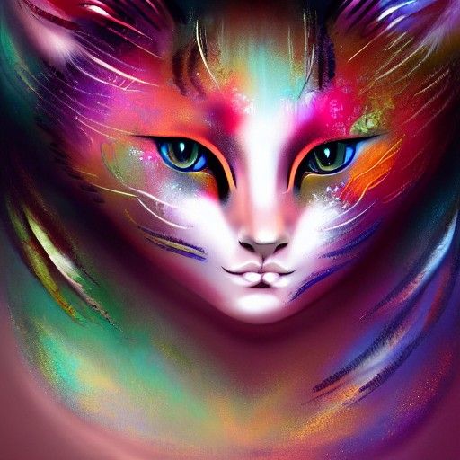 Meiko Spirit Cat, Feline Geisha Digital Art