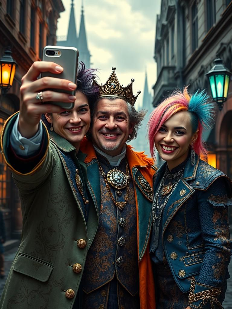 King Charles III Photobombs Punks in Medieval Setting