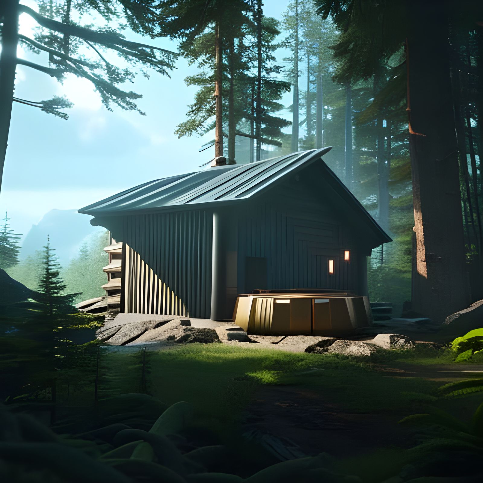 Cyberpunk Cabin in the Woods: Hyperrealistic 8K Render