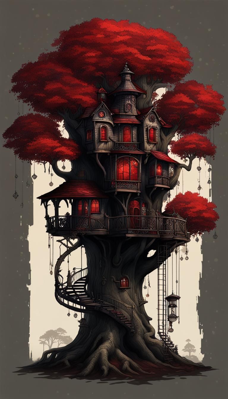 Demonic Treehouse with Steampunk Engine