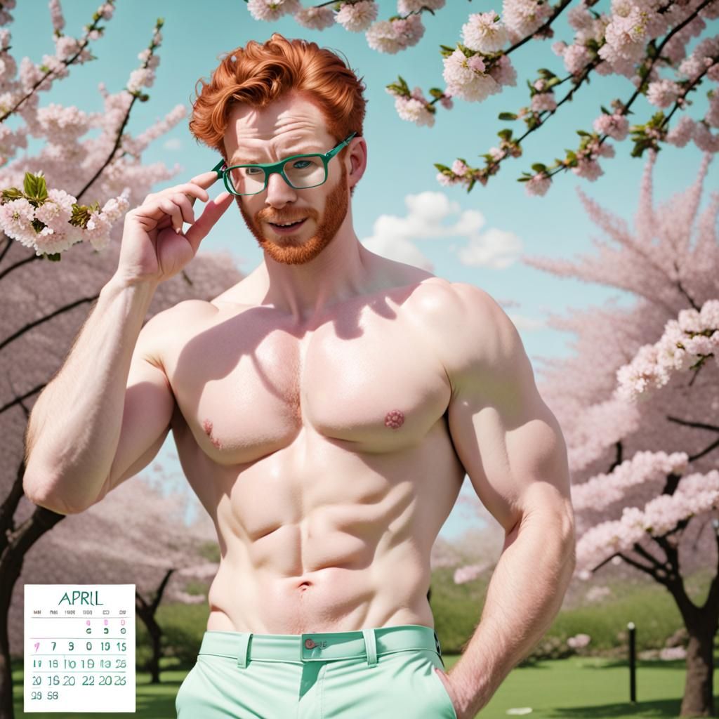 Ginger Hunk as Mr. April Under Sakura Tree