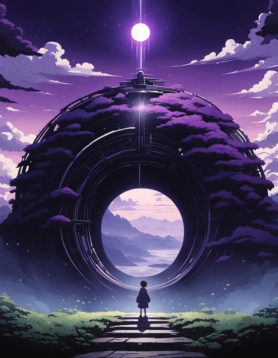 Anime Logo Design: Purple Portal in Void