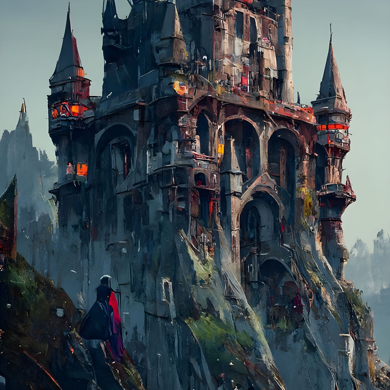Dark Brooding Castle Digital Illustration