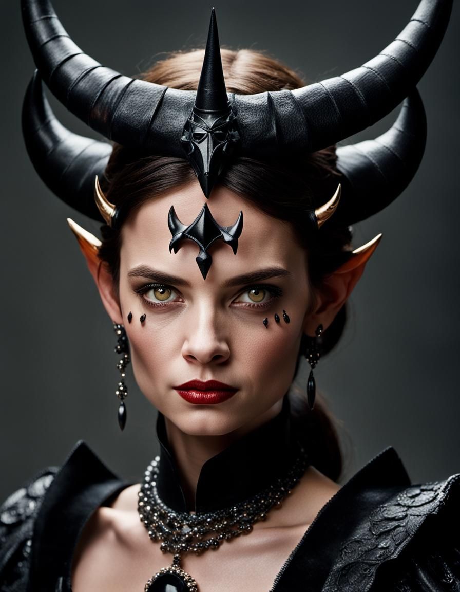 Portrait of a Devil Queen with Black Crown
