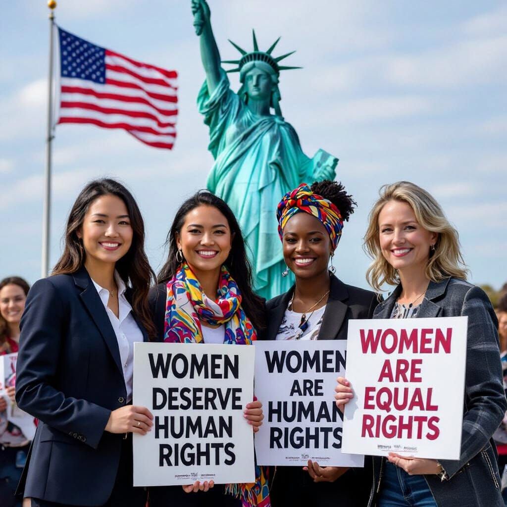 Women's Rights Protest at the Statue of Liberty