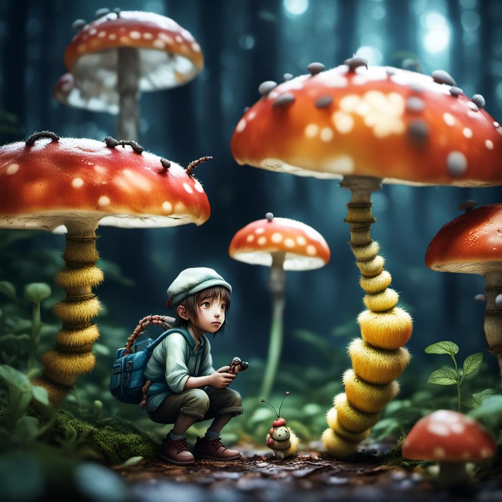 Mushroom Portrait in Anime Ghibli Style