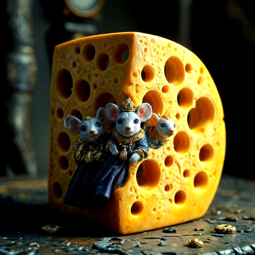 Whimsical Mice in a Luxurious Cheese Castle