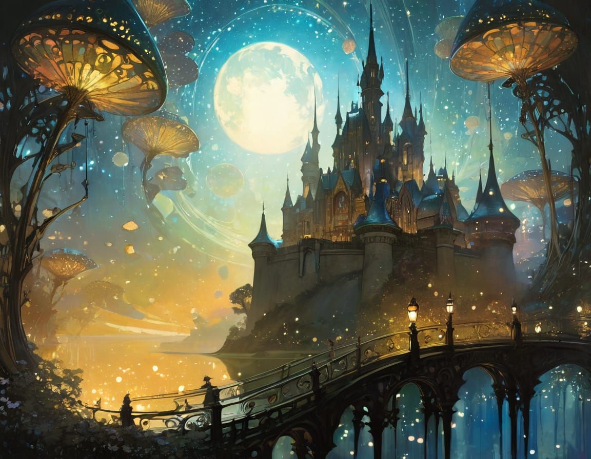 Ethereal Castle in Golden Stardust Realm