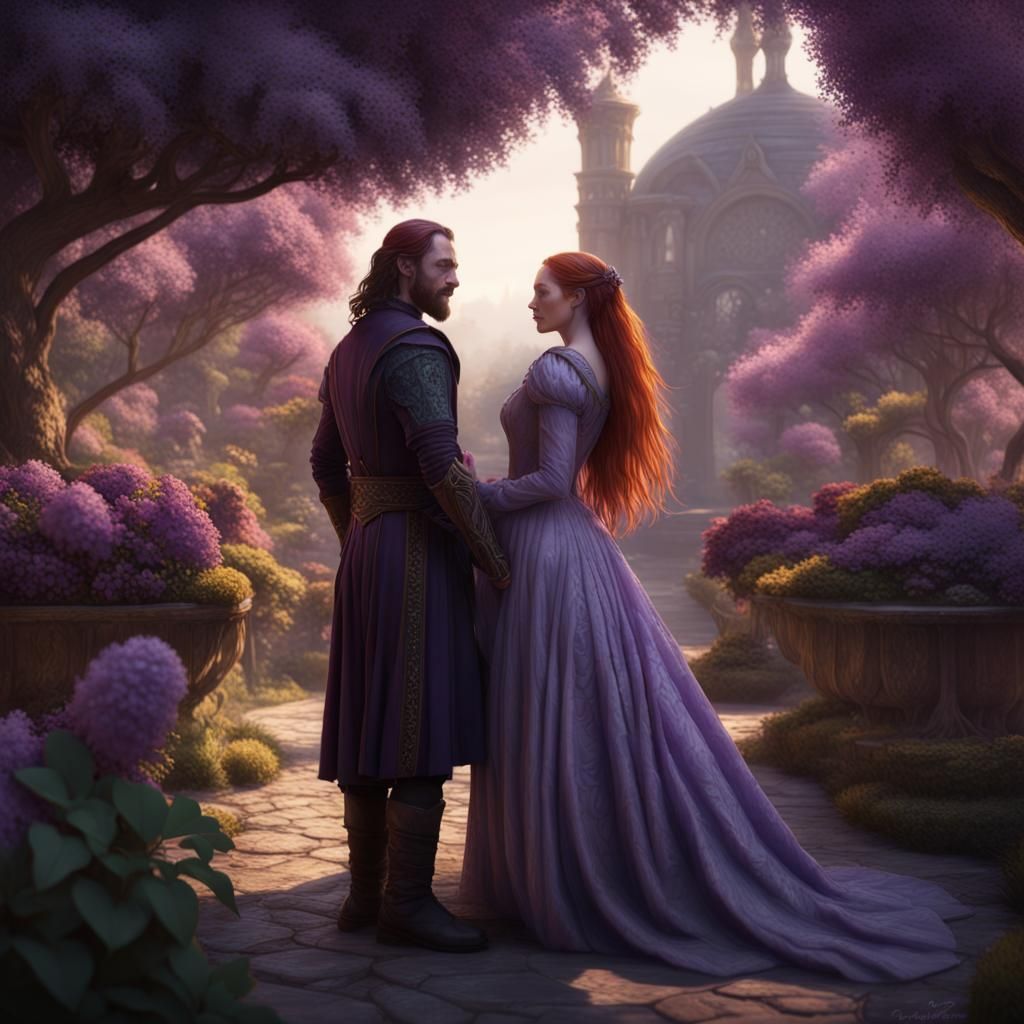 Sandor and Sansa Serenade in Dark Fantasy Lilac Garden