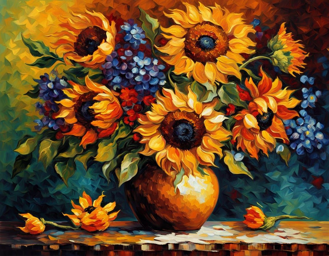 Floral Bouquet as Impasto Oil Painting