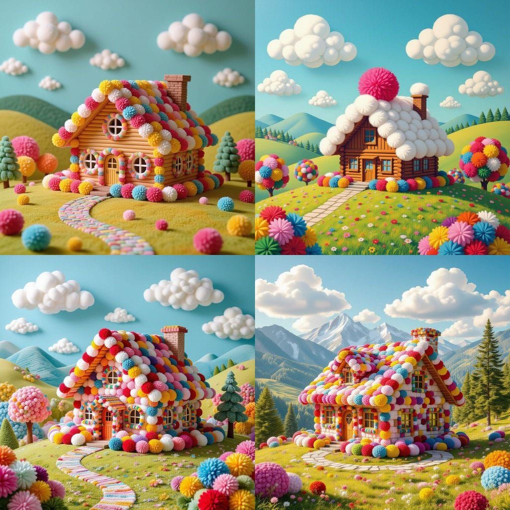 Pompom Mountain Cabin: A Whimsical Landscape