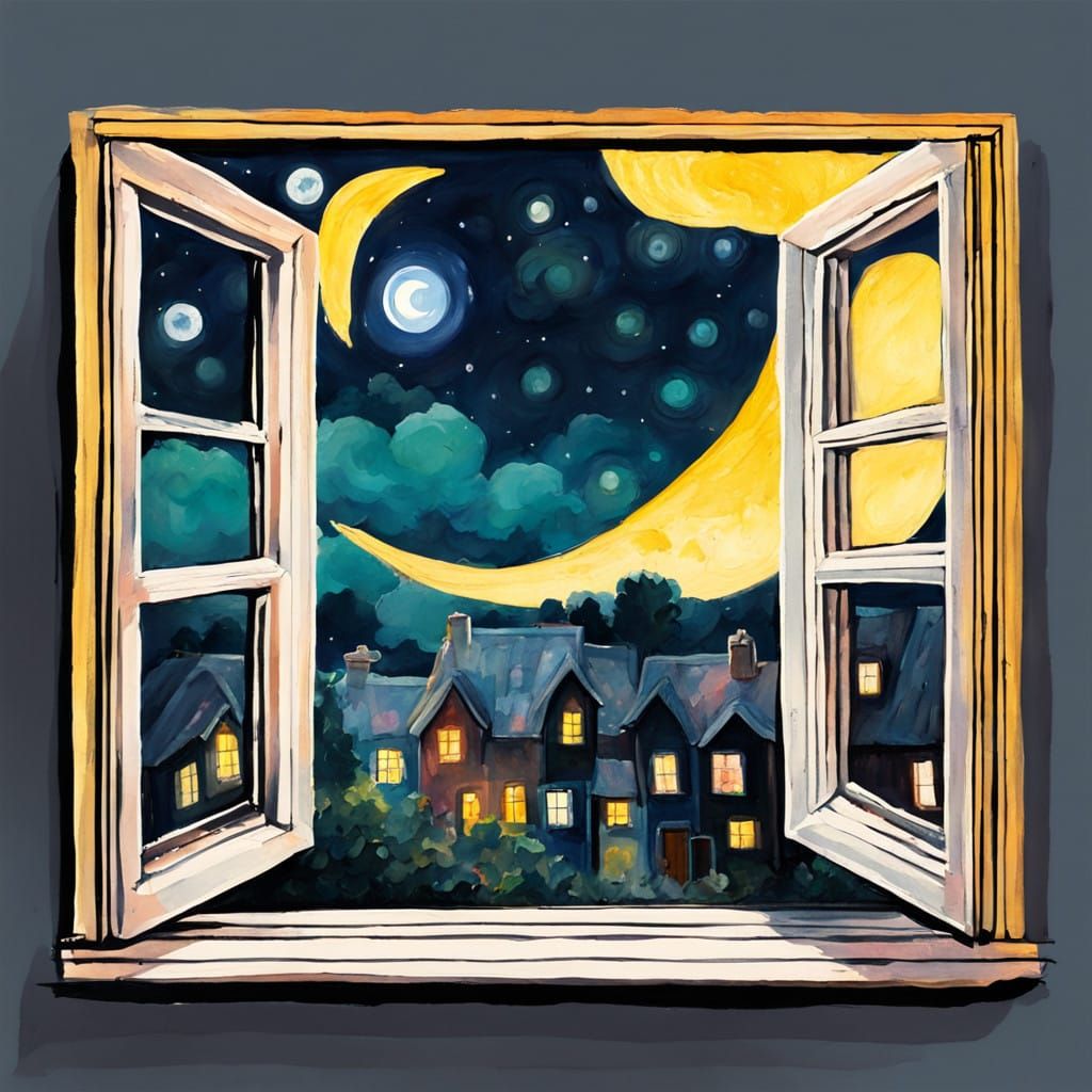 Whimsical Nighttime Scene in Epic Impressionist Style