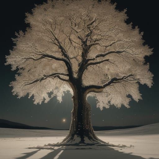 Mystical Christmas Tree in Nocturnal Splendor