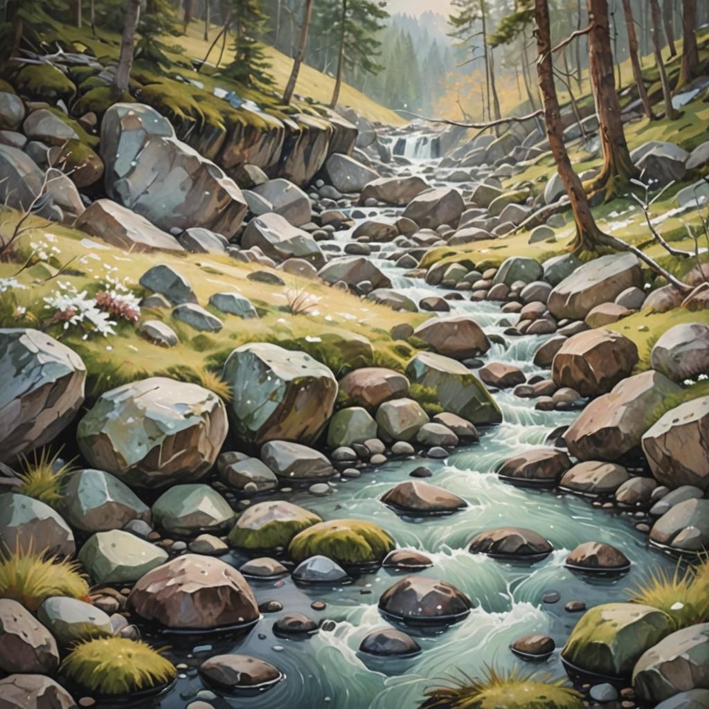 Spring Thaw: Mountain Glade in Hudson River Style