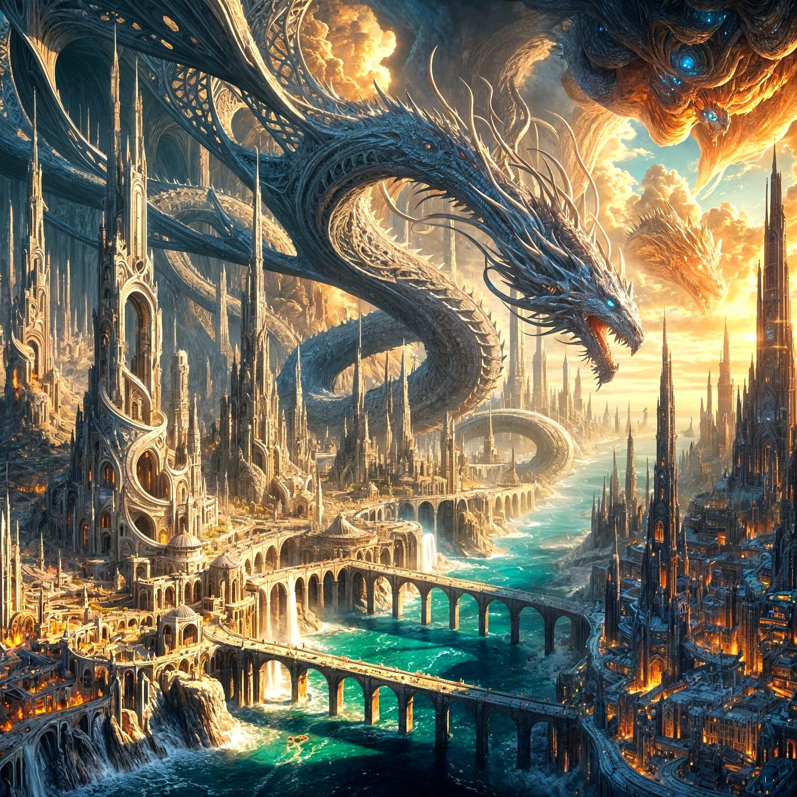 Epic Dragon City: Fantasy Metropolis Rises from Petrified Be...
