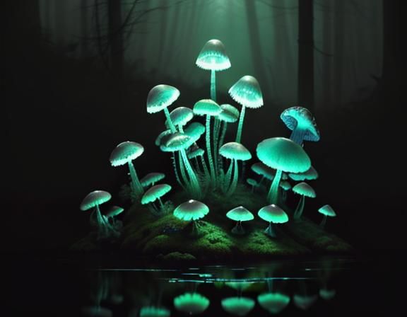 Giant Jellyfish in Mystical Forest, Digital Art