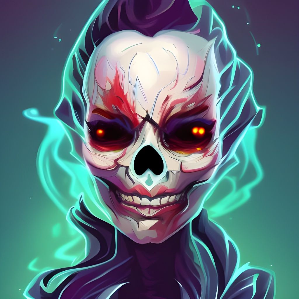 Burning Skeleton Sorceress in Borderlands Style