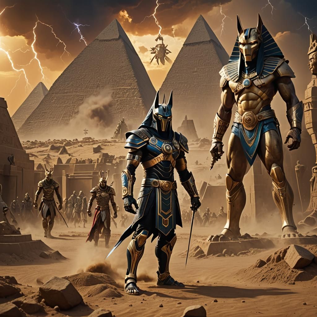 Anubis and Iron Man Battle Goblins in Egypt