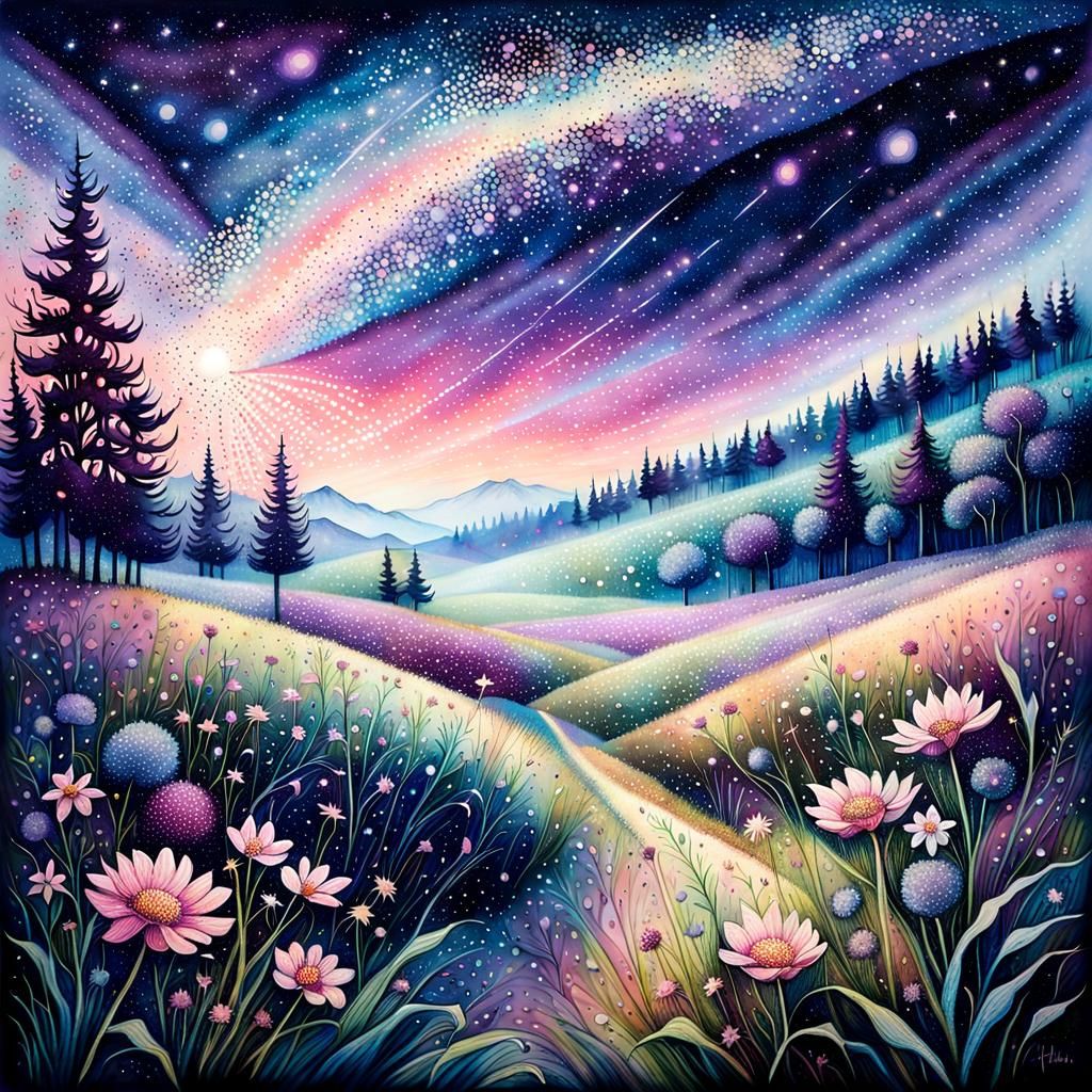 Flower Meadow pointillism