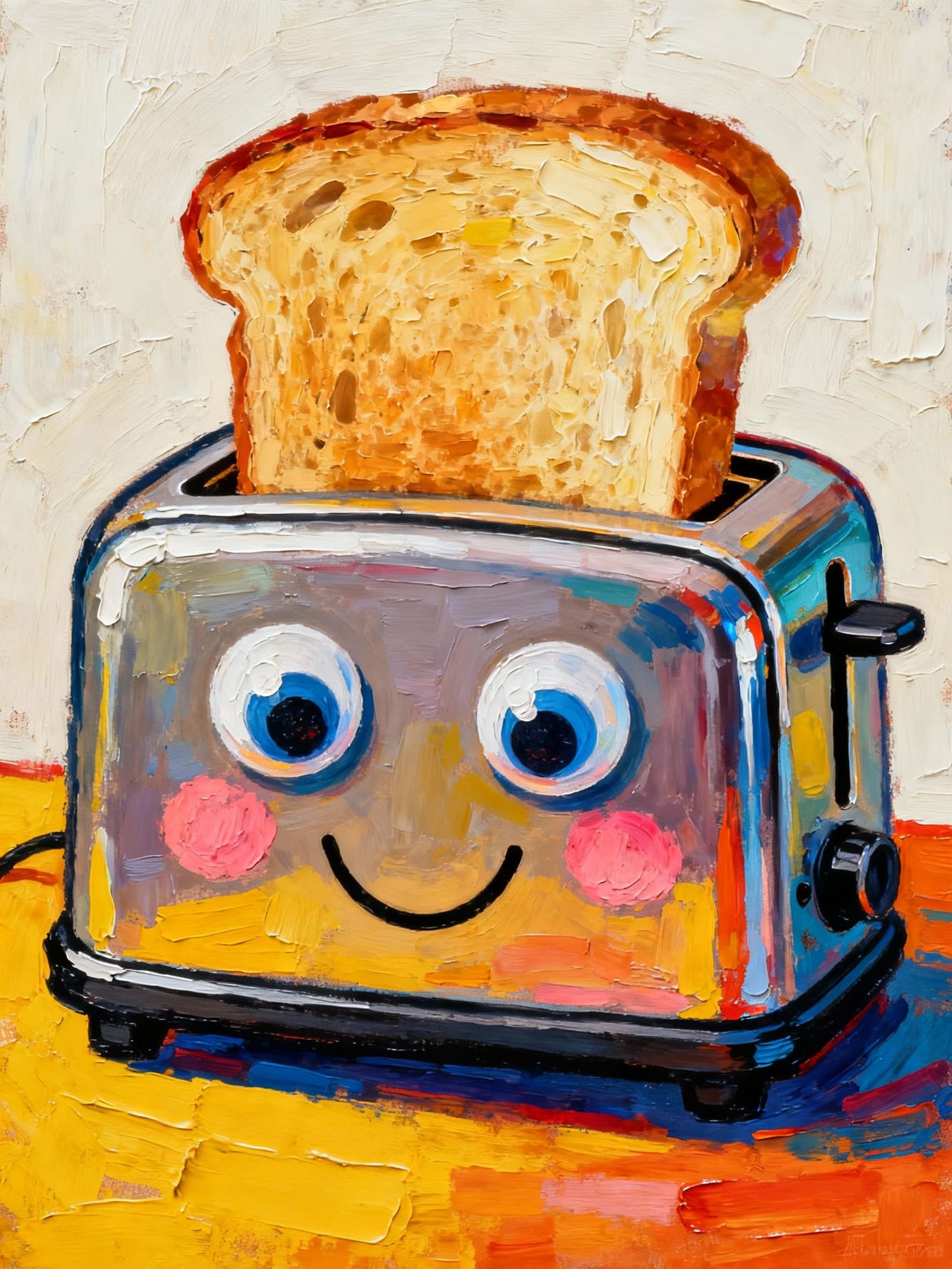 Anthropomorphic Object in Bold Impasto Painting Style