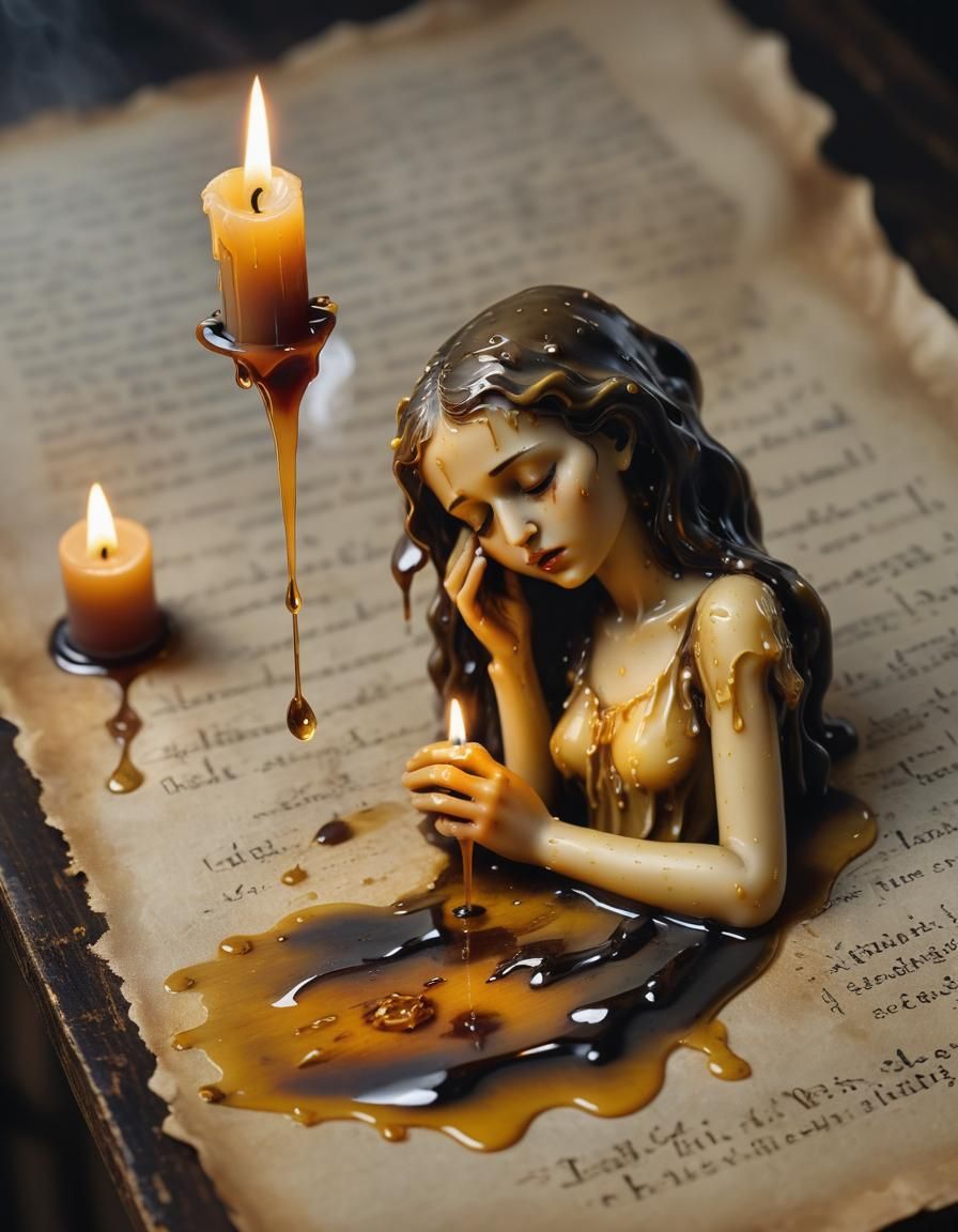 Melting Wax Woman Candle in Dutch Golden Era Style