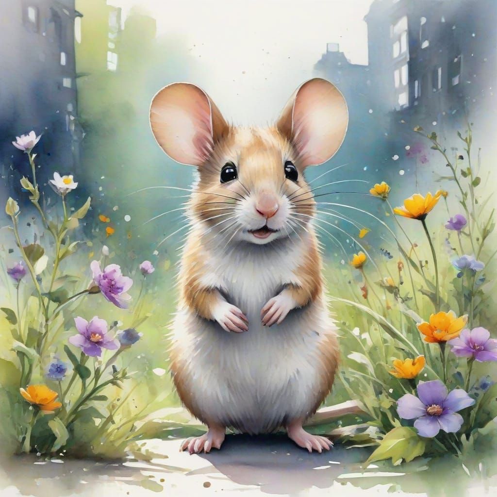 Whimsical Urban Landscape in Expressive Watercolour