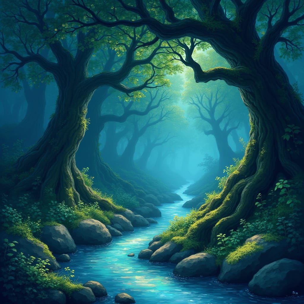 Serene Glade with Bioluminescent Flora in Soft Fantasy Style