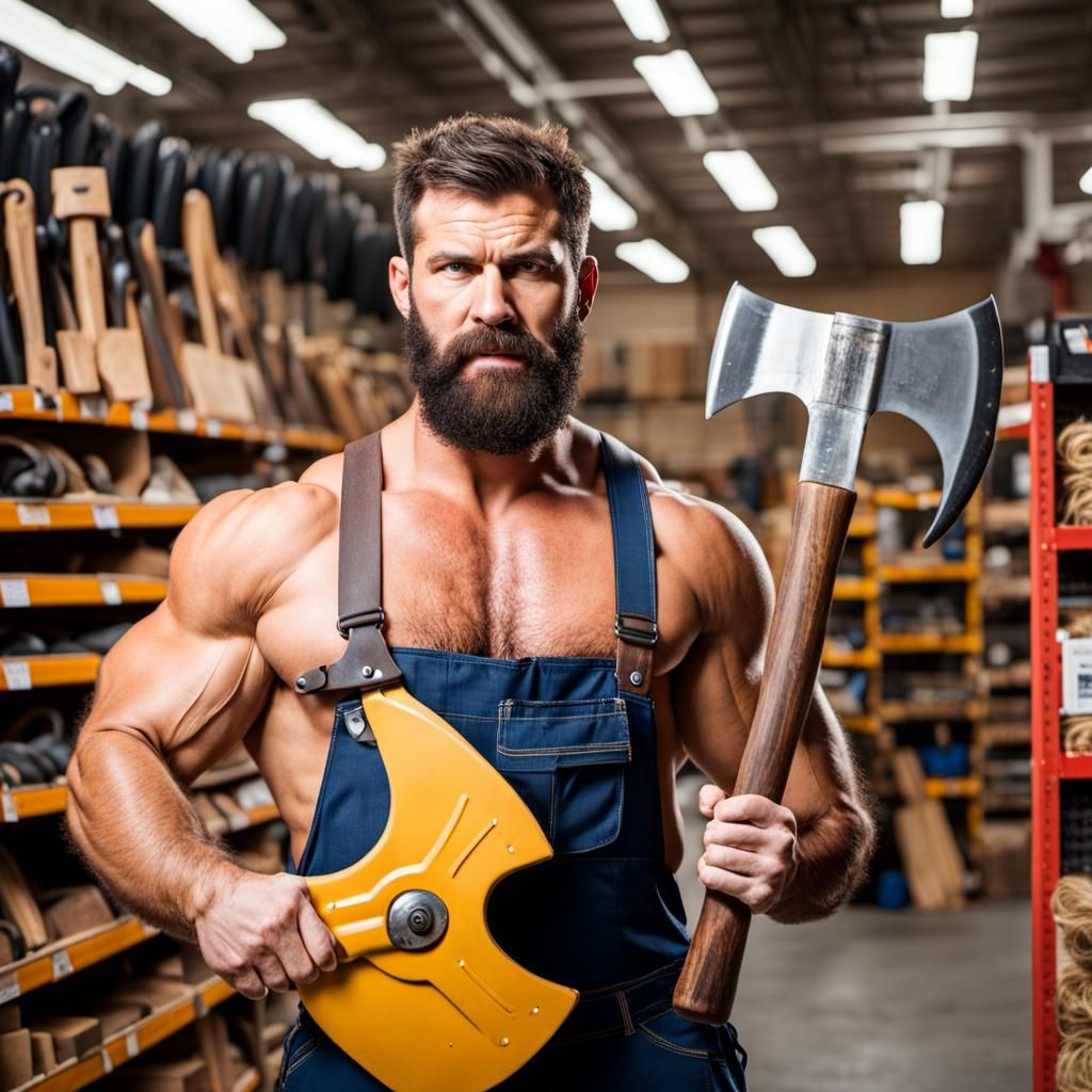 A muscular hairy lumberjack