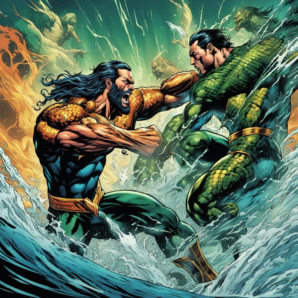Aquaman Battles Namor in Epic Comic Book Art