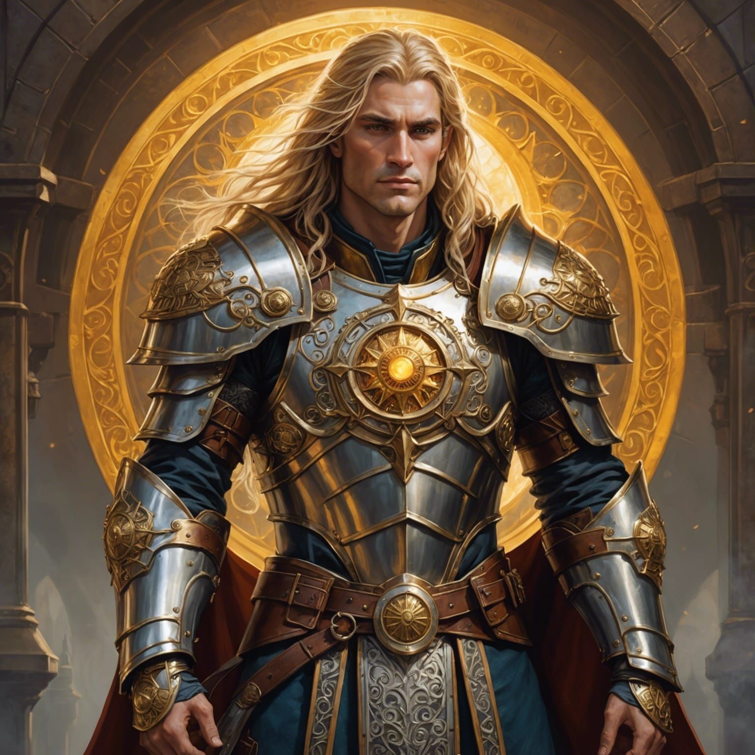 Steampunk Eladrin Paladin with Golden Hair