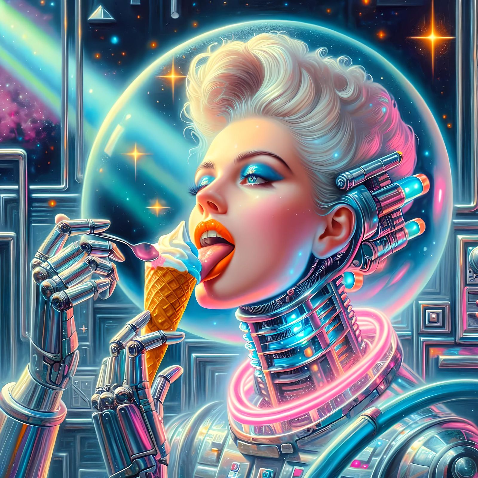 Cyborg Ice Cream Pastel Fantasy 💜✨🍧🍨