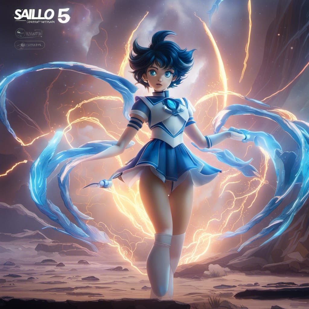 Sailor Mercury Super Saiyan Aura in Detailed Matte Painting
