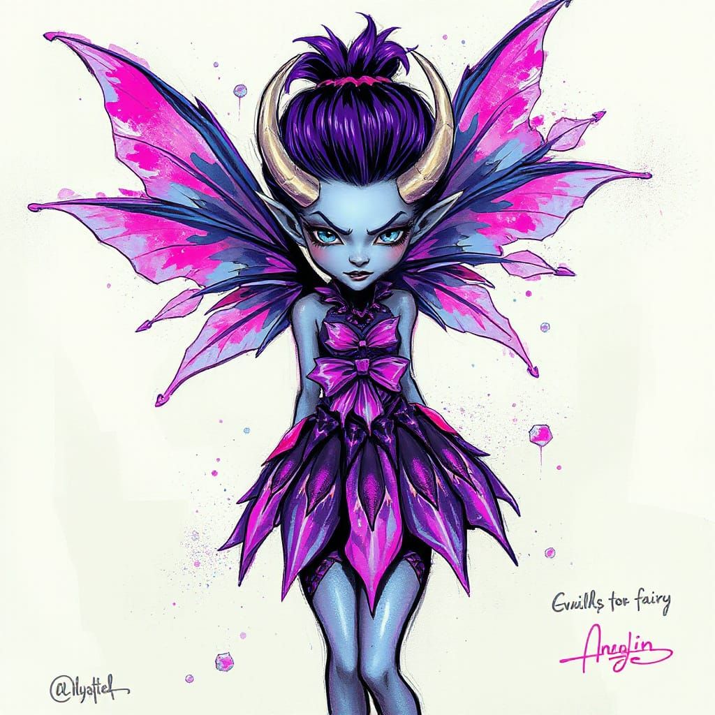 Menacing Ice Fairy in Graffiti Art Style