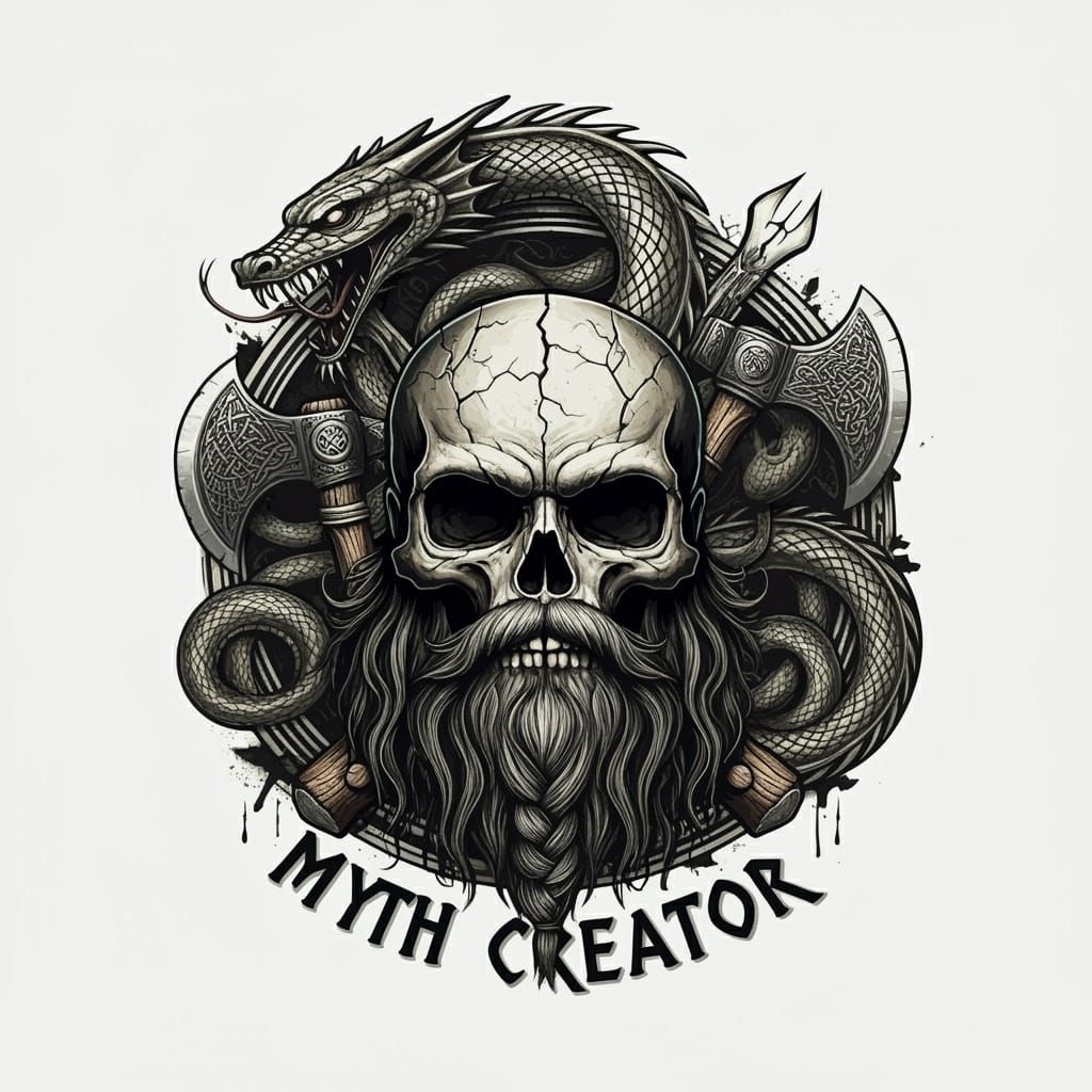Viking Skull and Serpent T-Shirt Design