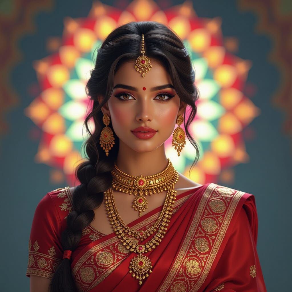 India as a Woman: Fantasy Realism Portrait