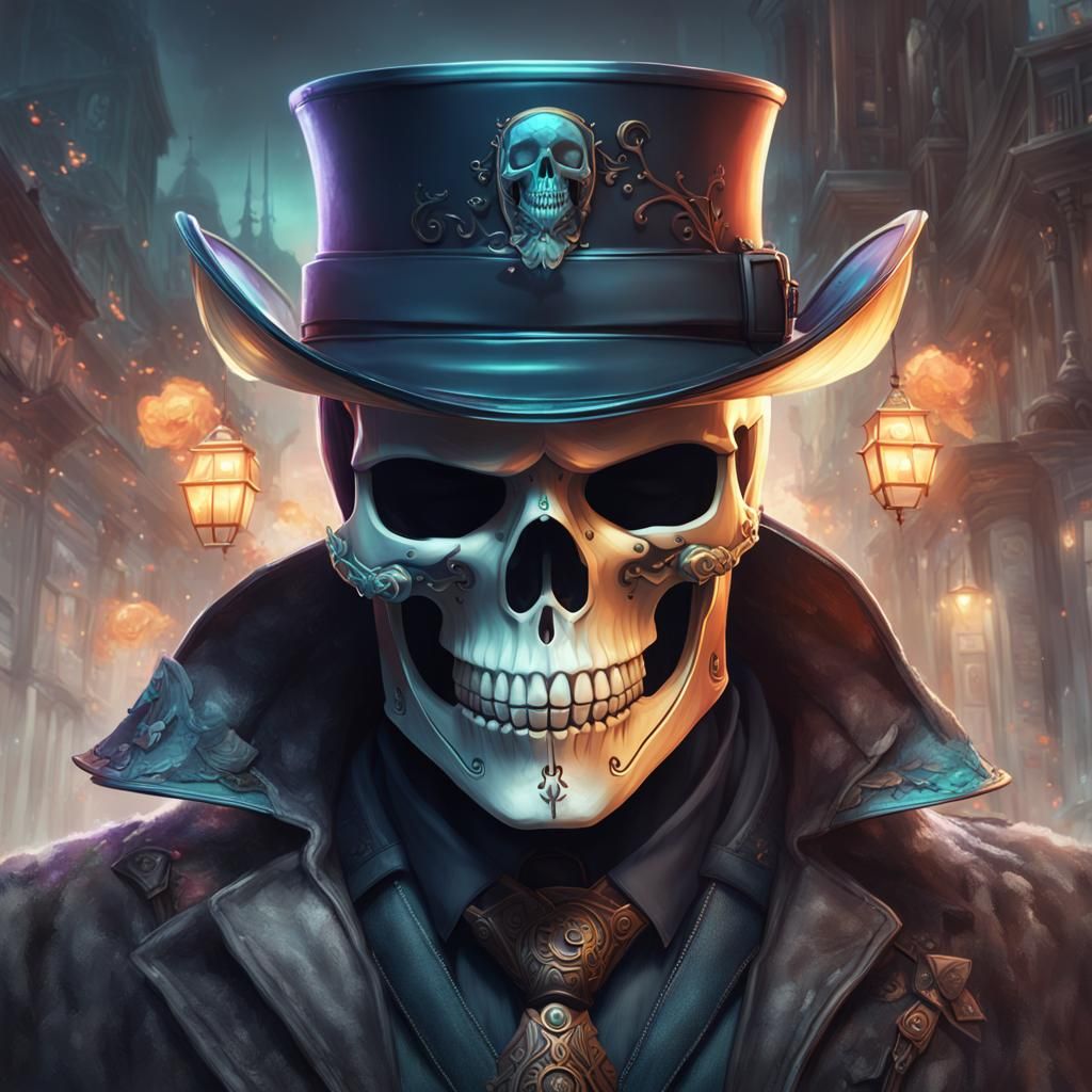 Assassin Portrait with Skull Mask in Hyperdetailed Style