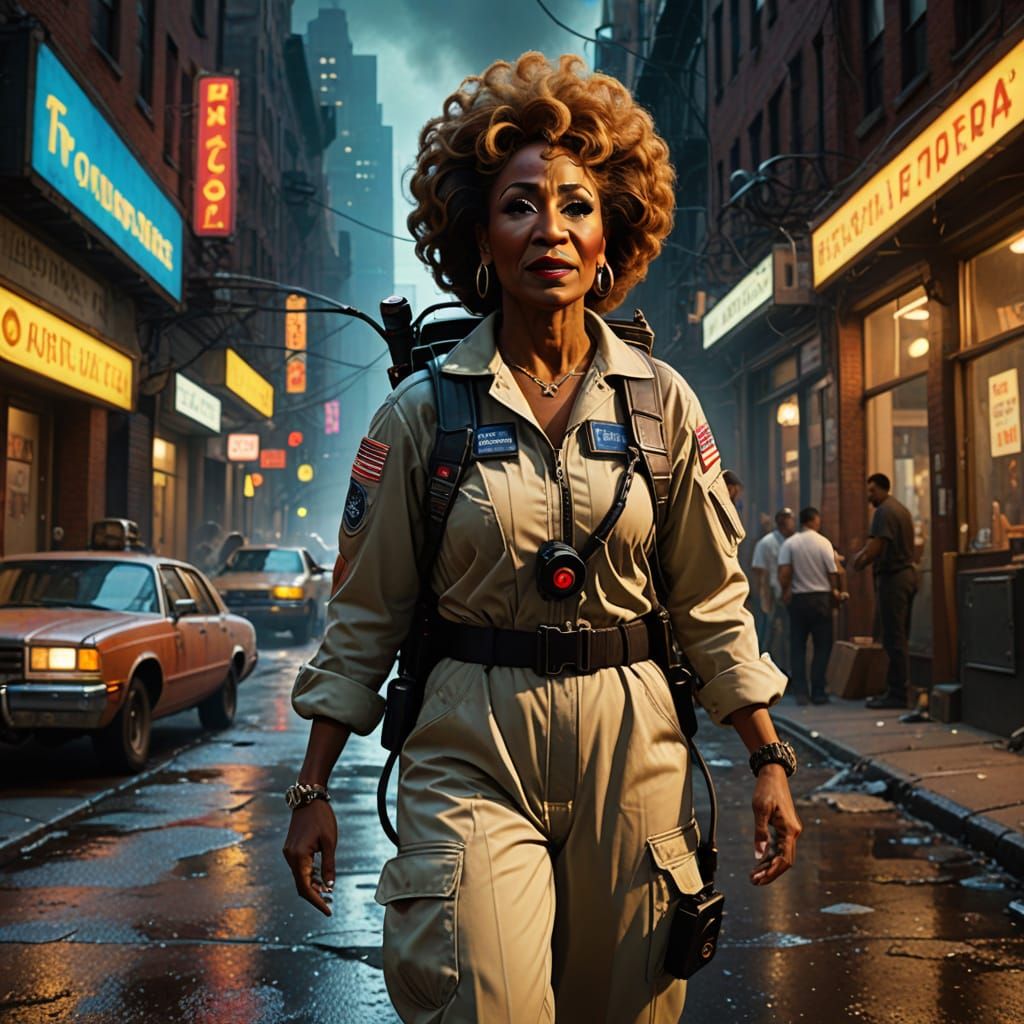 Celia Cruz dressed as a Ghostbuster in the 1980s on a Thrill...