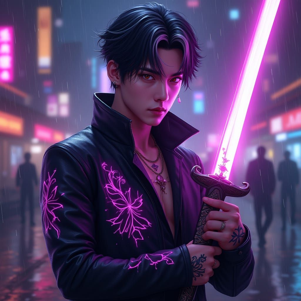K-Pop Idol Demon Hunter in Neon City