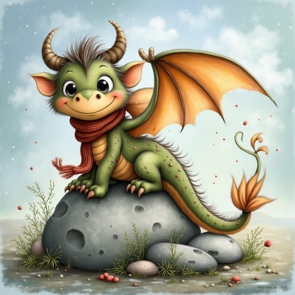 <lora:EWS Pencil Art:1.0> AStunning Dragon sitting on a rock
