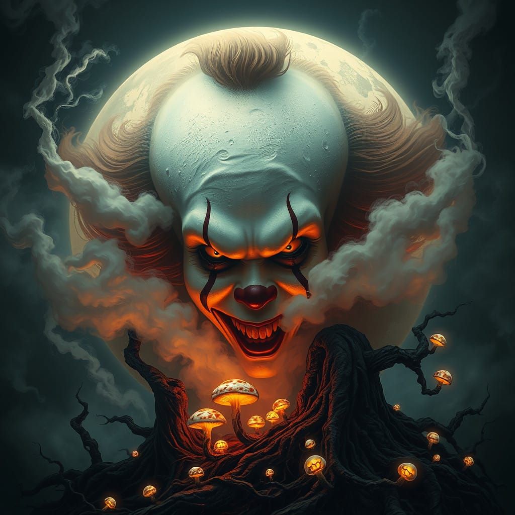 Ethereal Macabre Lunar Scene in Dark Romanticism Style