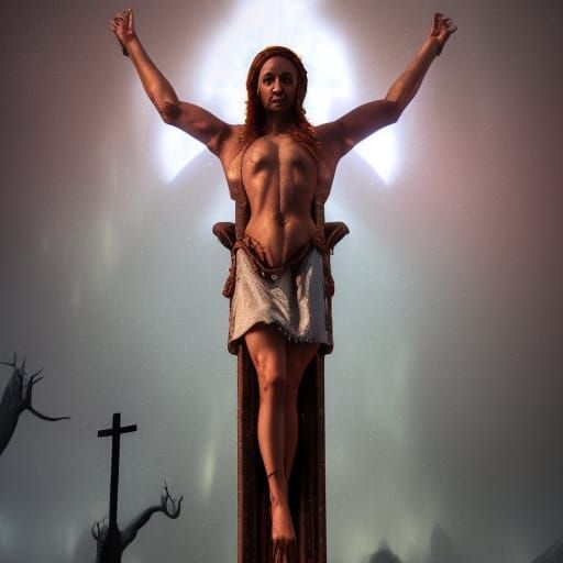Crucified Woman in Detailed Matte Painting