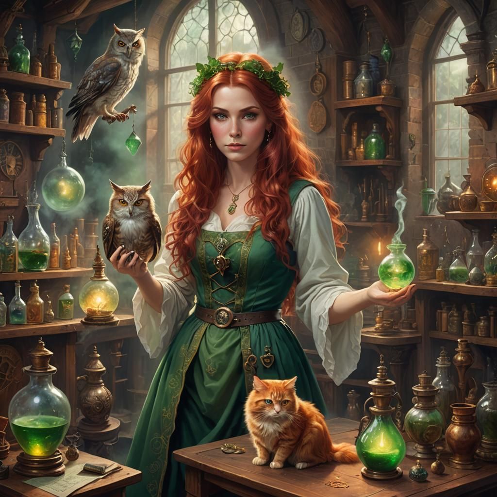 Beautiful Alchemist in Mystical Fantasy Style