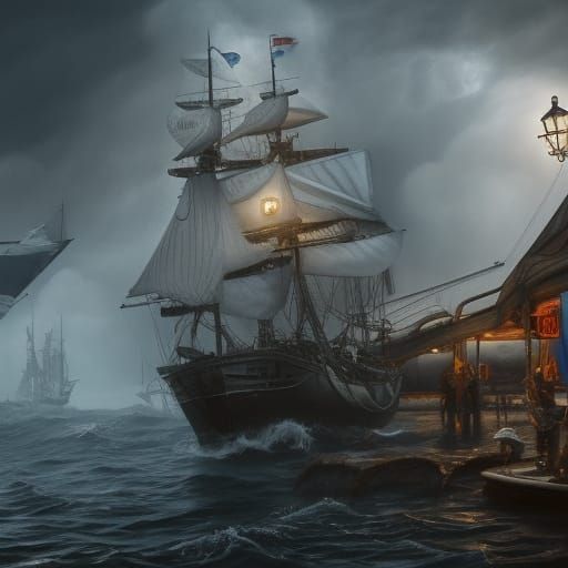 Sailor Meets Girl in Shady Harbor: Digital Airbrush