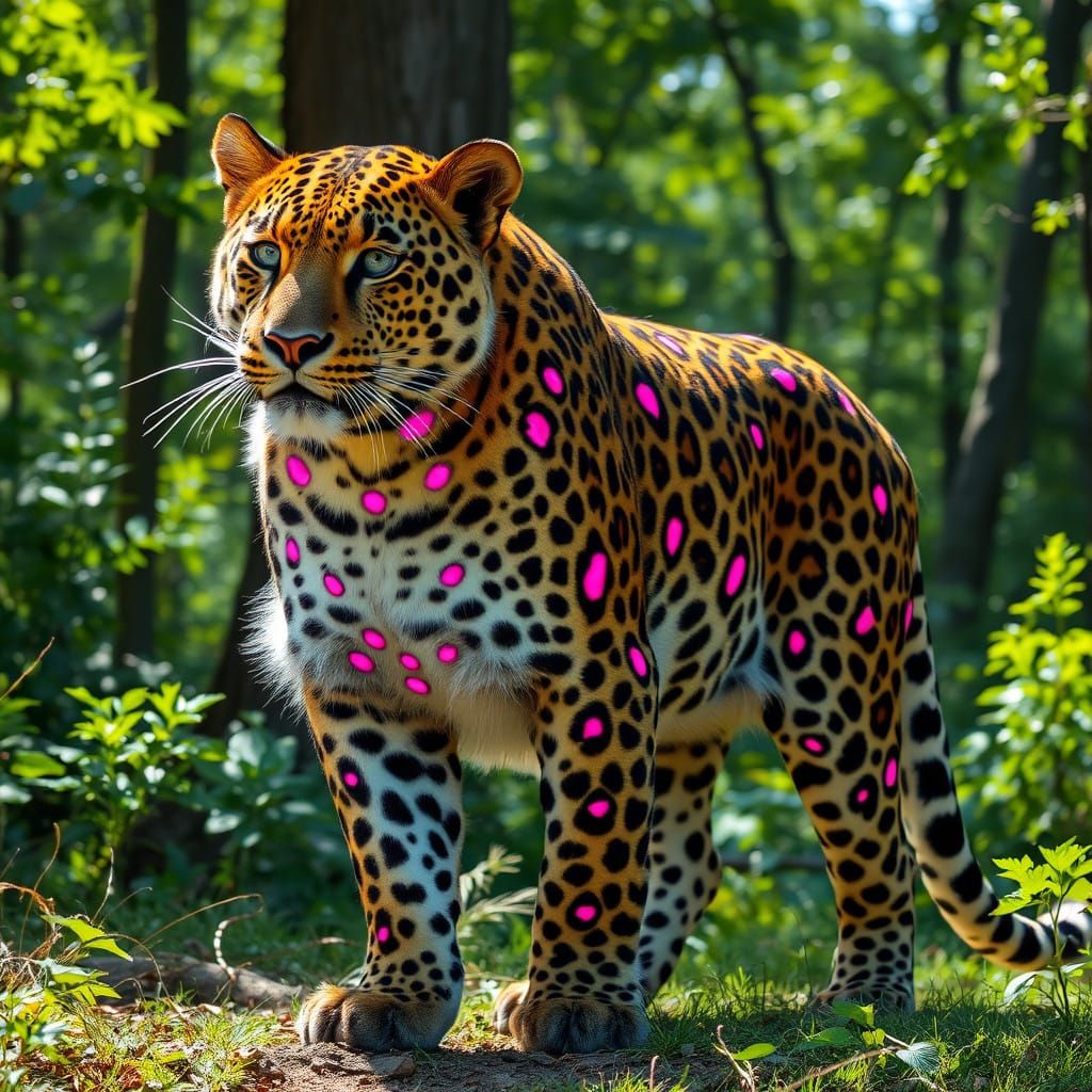 Leopard Transforms its Spots in a Dreamlike Forest Scene