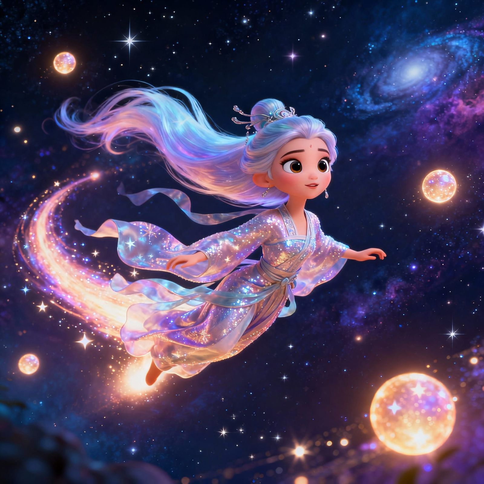 Disney Style Comet Goddess in Chinese Fantasy Cosmos