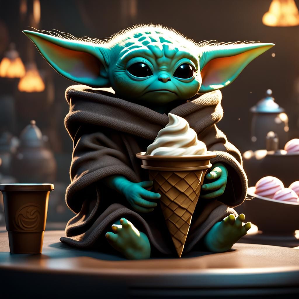 Baby Yoda's Icy Treat: A Mandalorian Shoulder Ride