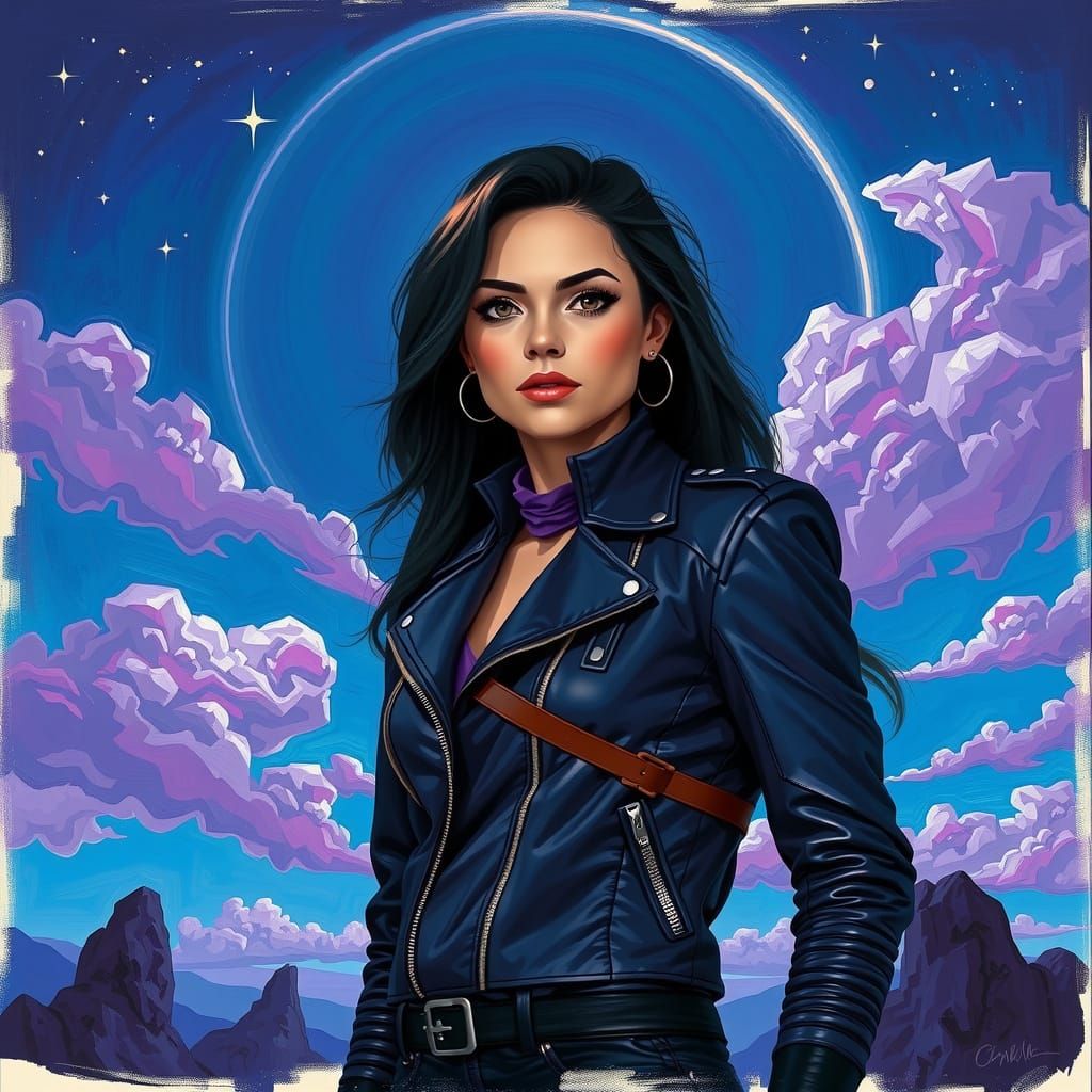 Woman in Stargate Landscape, Surrealist Style