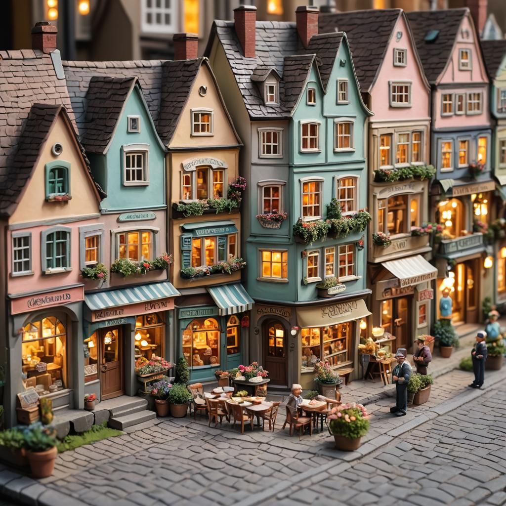 Fairy Tale Village: A Whimsical Diorama in Pastel Colors