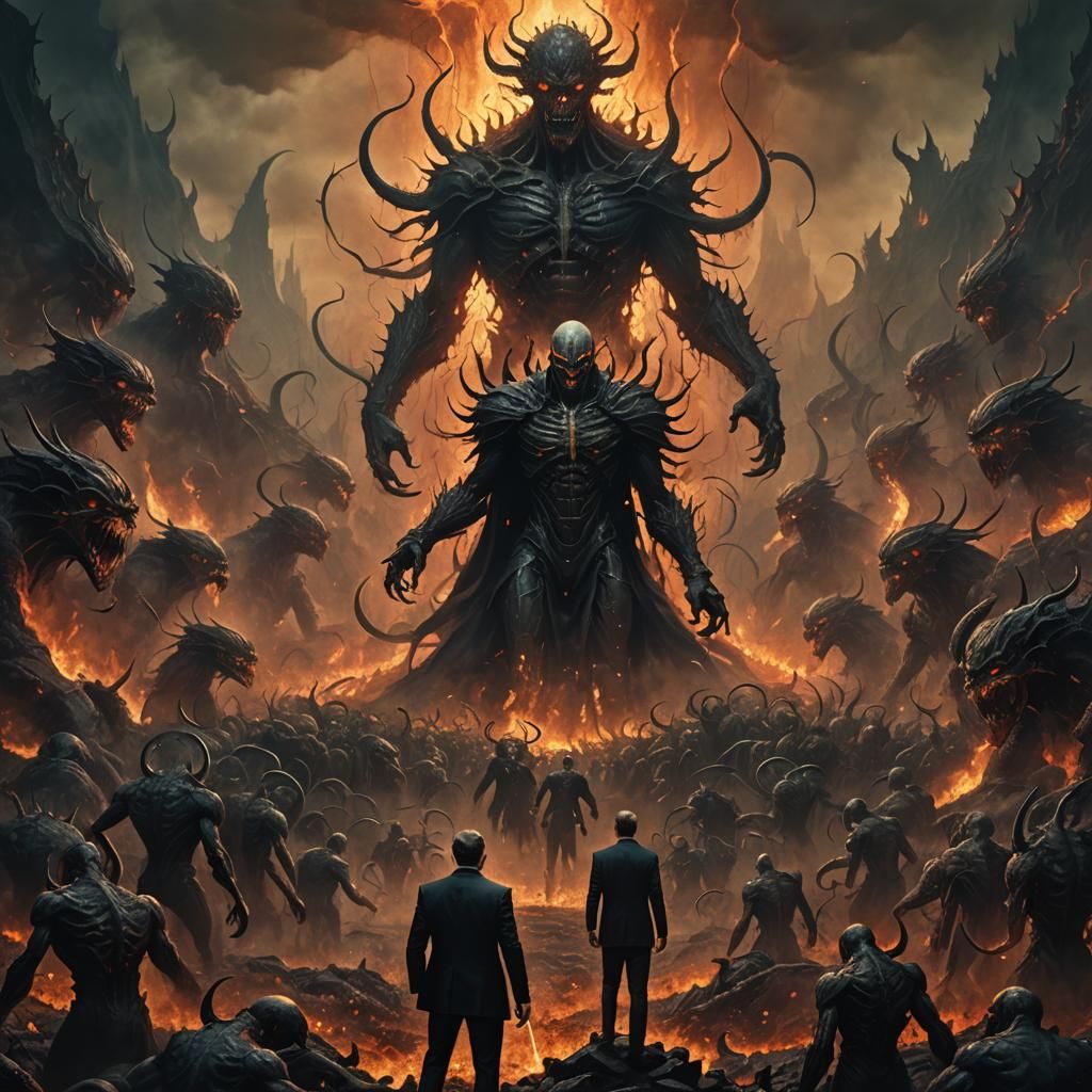 Victorious Man in Hell: Dark Fantasy Art