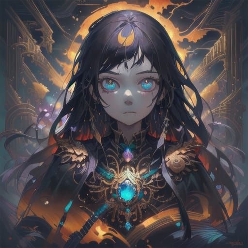 Surreal Woman Portrait with Cosmic Hair in Dali Style